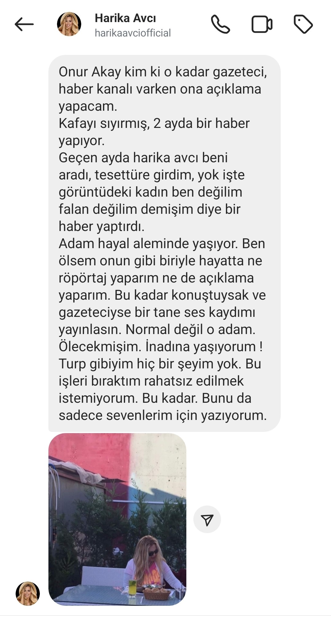 Harika Avcı Ekran Görüntüsü 15.5.2025 Instagram