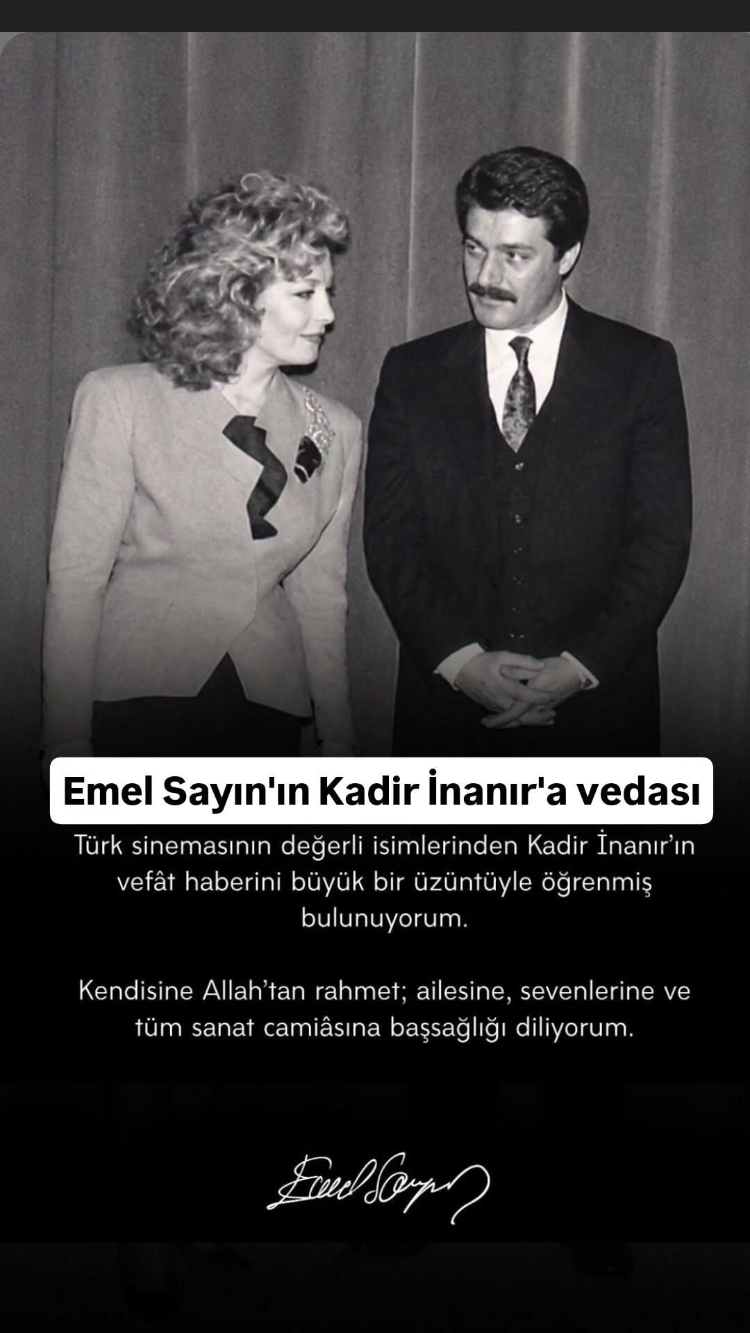 Emel Sayın Kadir İnanır Vedası